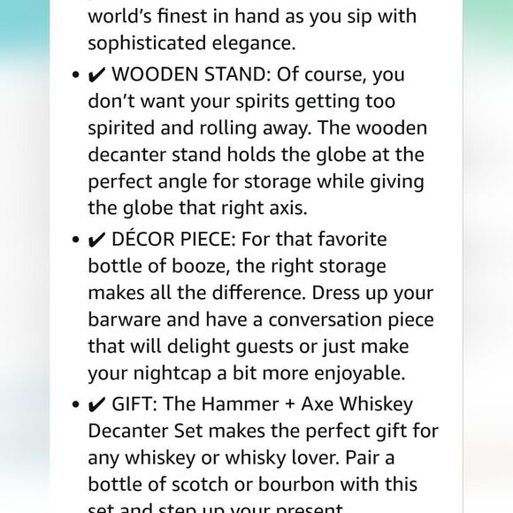 Hammer + Axe Globe Shaped Whiskey Decanter Set - Picture 6 of 8